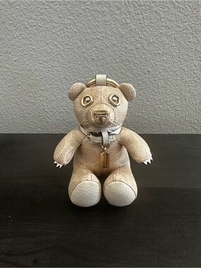 COACH Collectible Leather Bear Keychain Bag Charm. Signature Canvas.